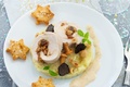 roulade de dinde, champignons et crème champignons aux truffes